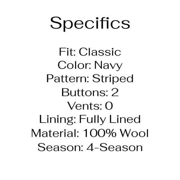 Belvest 40R Navy Stripe Wool Two Button Suit Jacket O562 - Picture 4 of 11